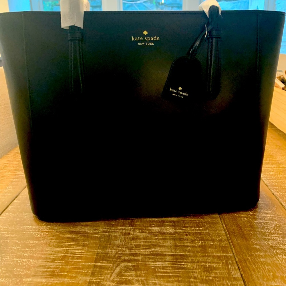 Kate Spade Medium Tote in Smooth Black Leather. New with tags!